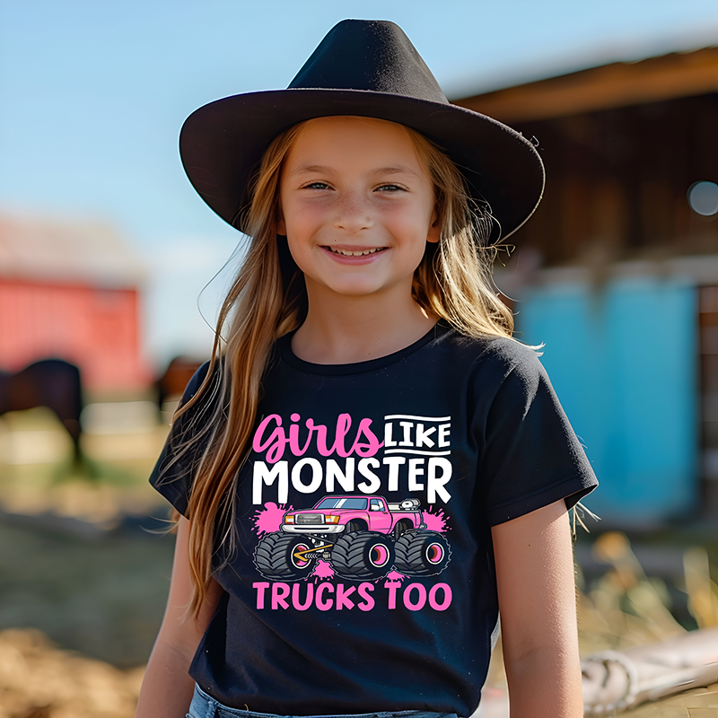 Girls like monster trucks too - YOUTH - DTF TRANSFER