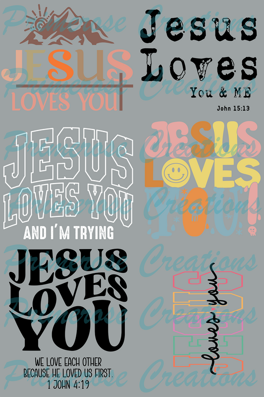 Jesus Loves U-Pre Made Gang Sheet 24X36