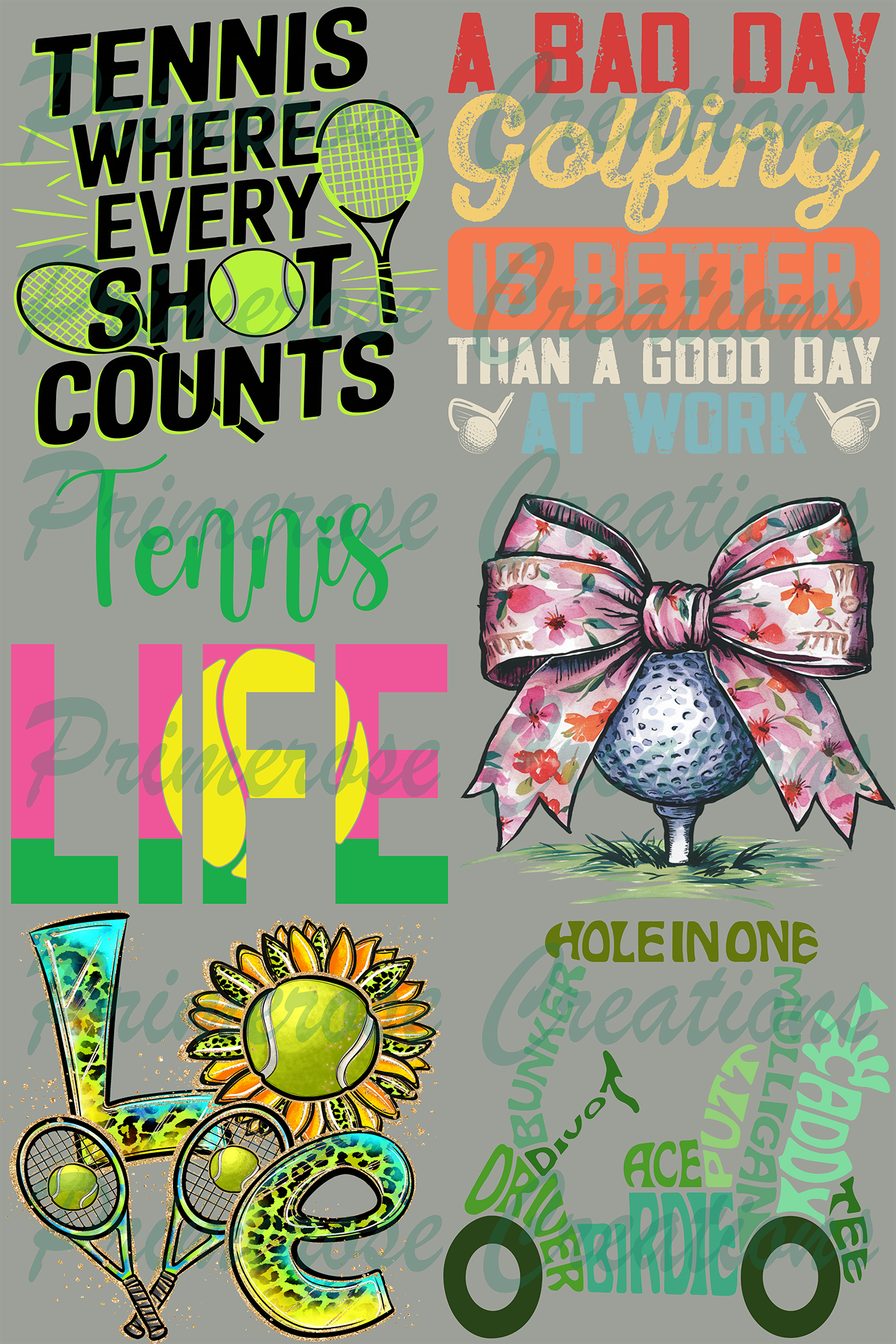 Golf and Tennis Pre-Made Gang Sheet 24X36