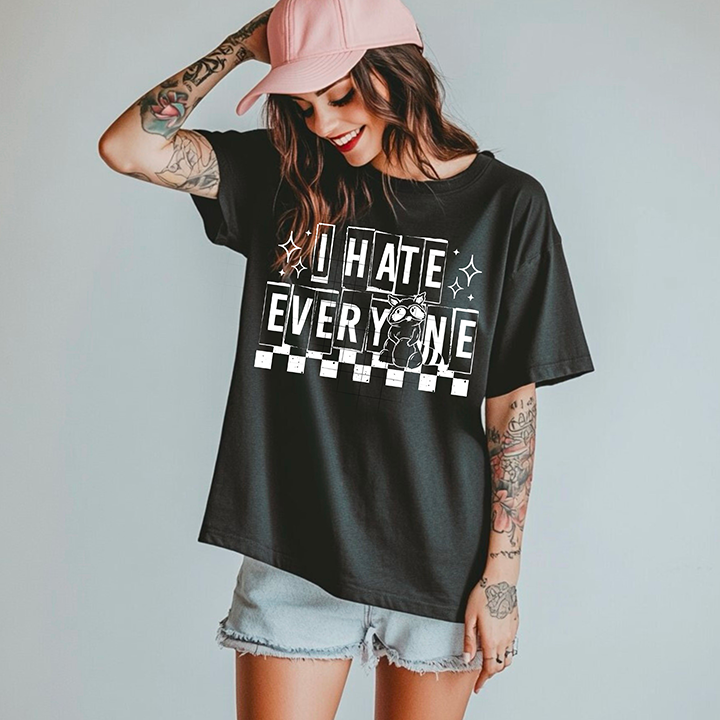 I Hate Everyone Racoon- Full Color DTF Transfer -