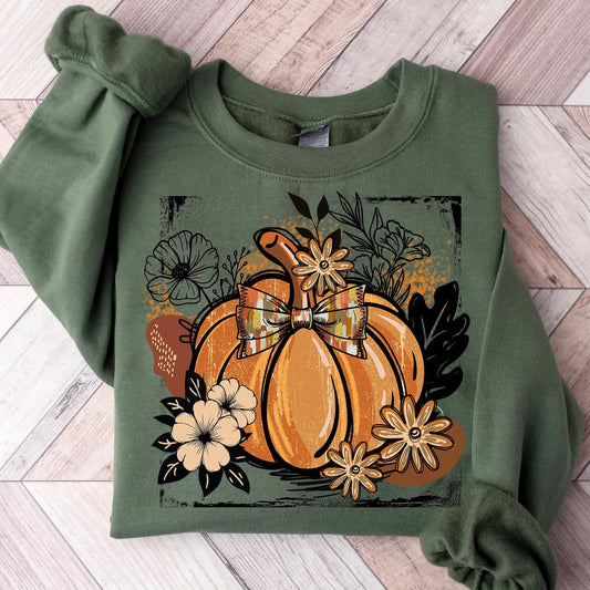 Floral Boho Pumpkin - Full Color DTF Transfer-2-5 Business Days