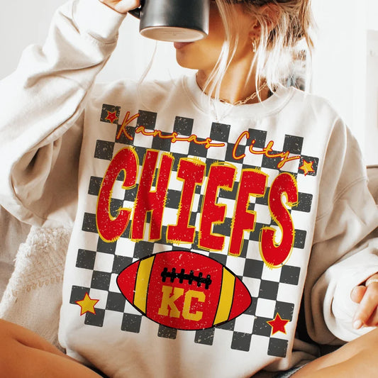 RED AND GOLD CHECKERED  -DTF TRANSFER-