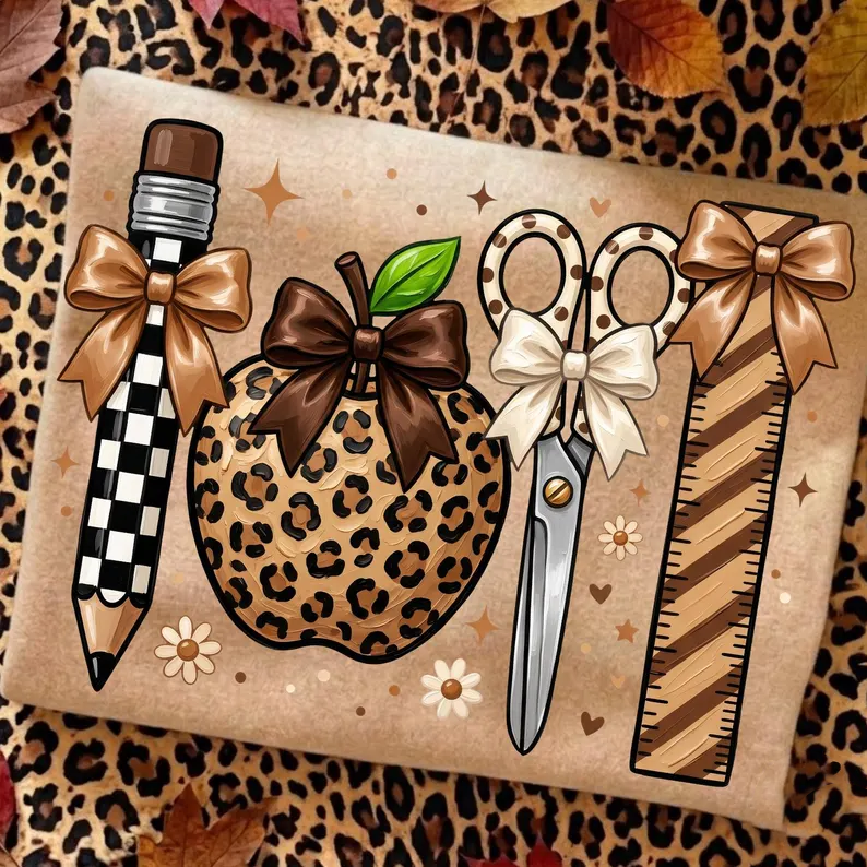Teacher School Supplies - Full Color DTF Transfer - Thrifty Thursday