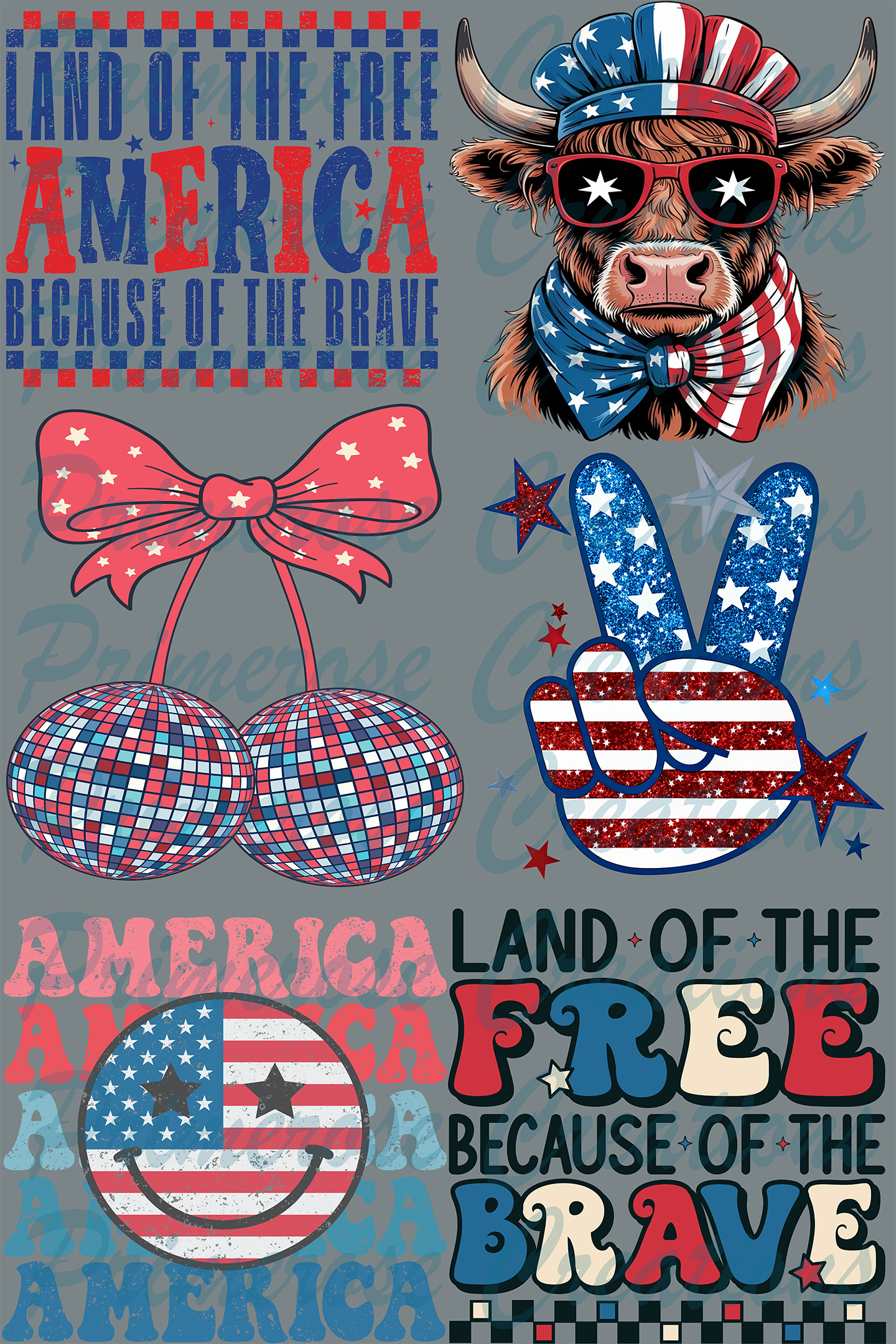 Land of the free- UV Gang Sheet 11x12 (6 stickers)