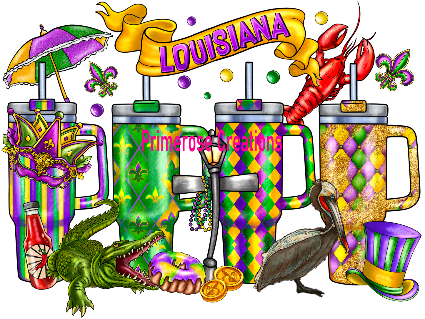 Mardi Gra Cups DTF