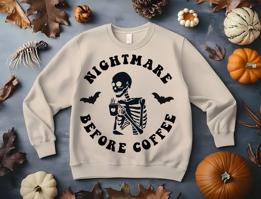 Nightmare Before Coffee-Single Color- DTF TRANSFER-2-5 Business Days