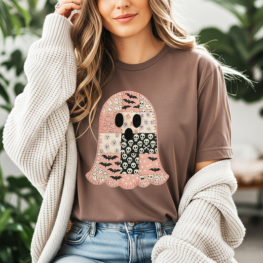 Pink-patchwork-ghost-Full Color -DTF TRANSFER