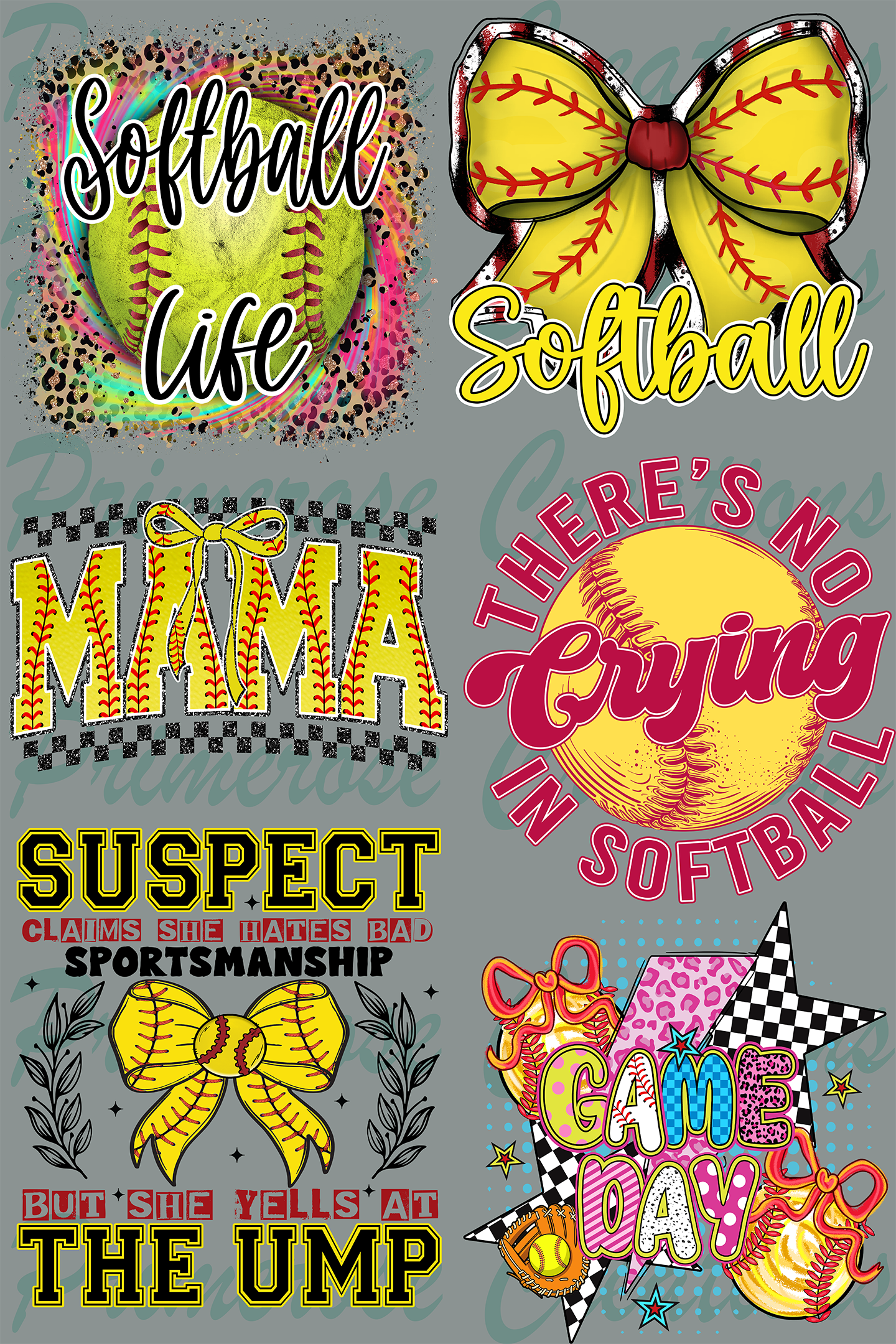 Softball Pre Made Gang Sheet 24X36
