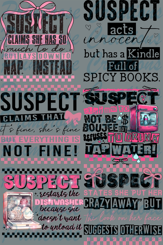 Suspect Claims Pre Made Gang Sheet 24X36