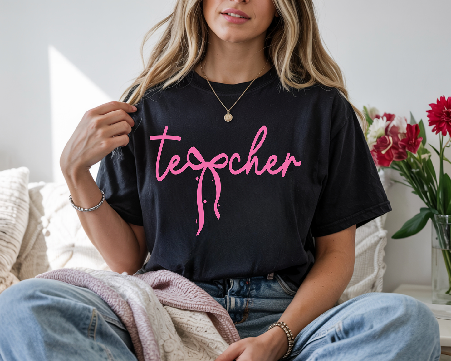 teacher pink- Full Color-DTF Transfer-2-5 Business Days