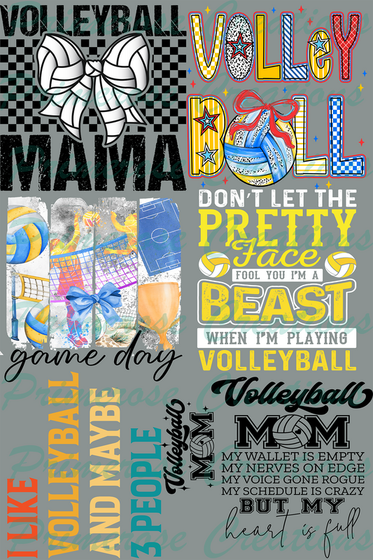 Volleyball Pre Made Gang Sheet 24X36