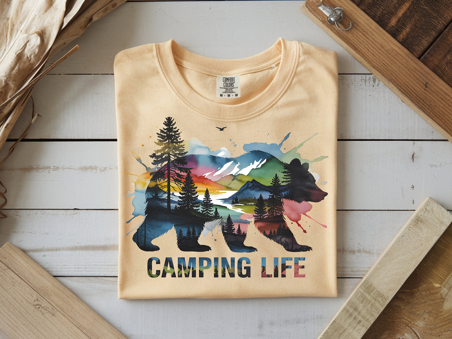 Camping Bear- Full Color - DTF Transfer - WHOLESALE