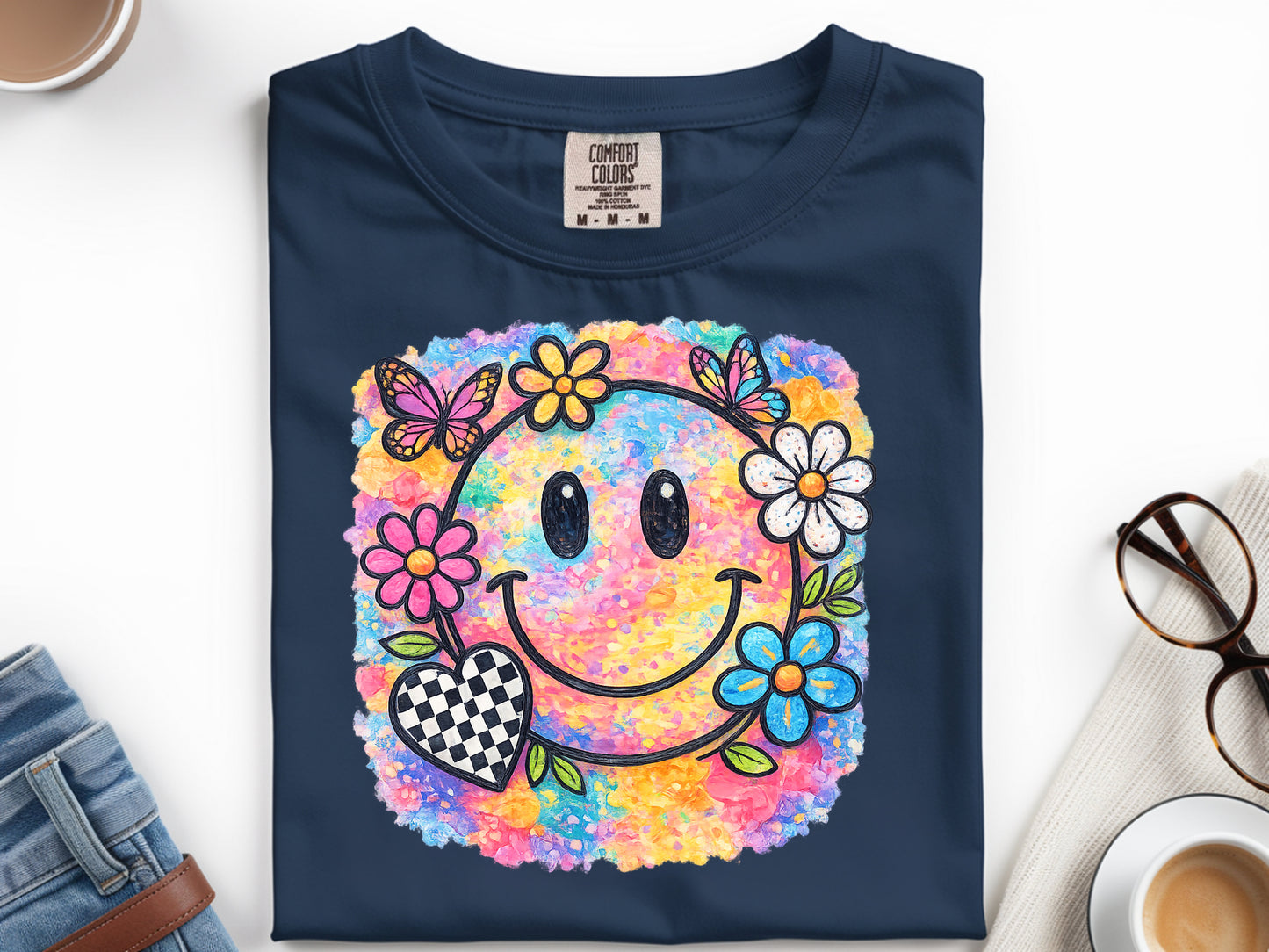 Colorful Smiley - Full Color - DTF Transfer - 2-5 Business Days