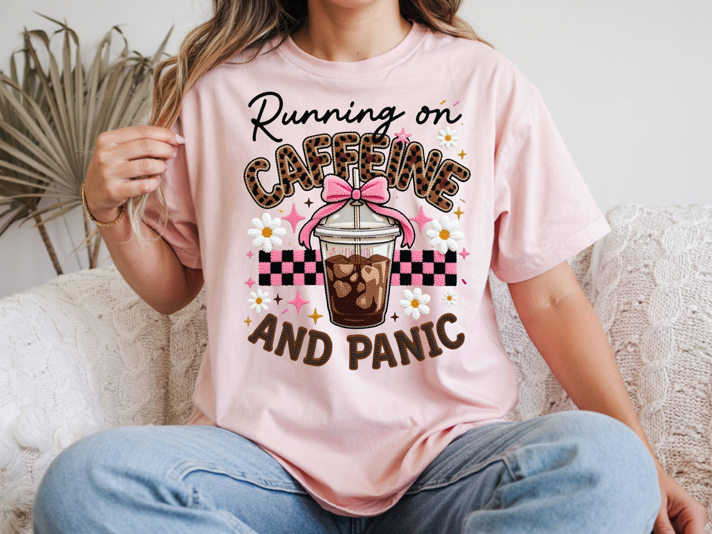 Running On Caffeine & Panic - Full Color - DTF Transfer - 2 to 5 business days