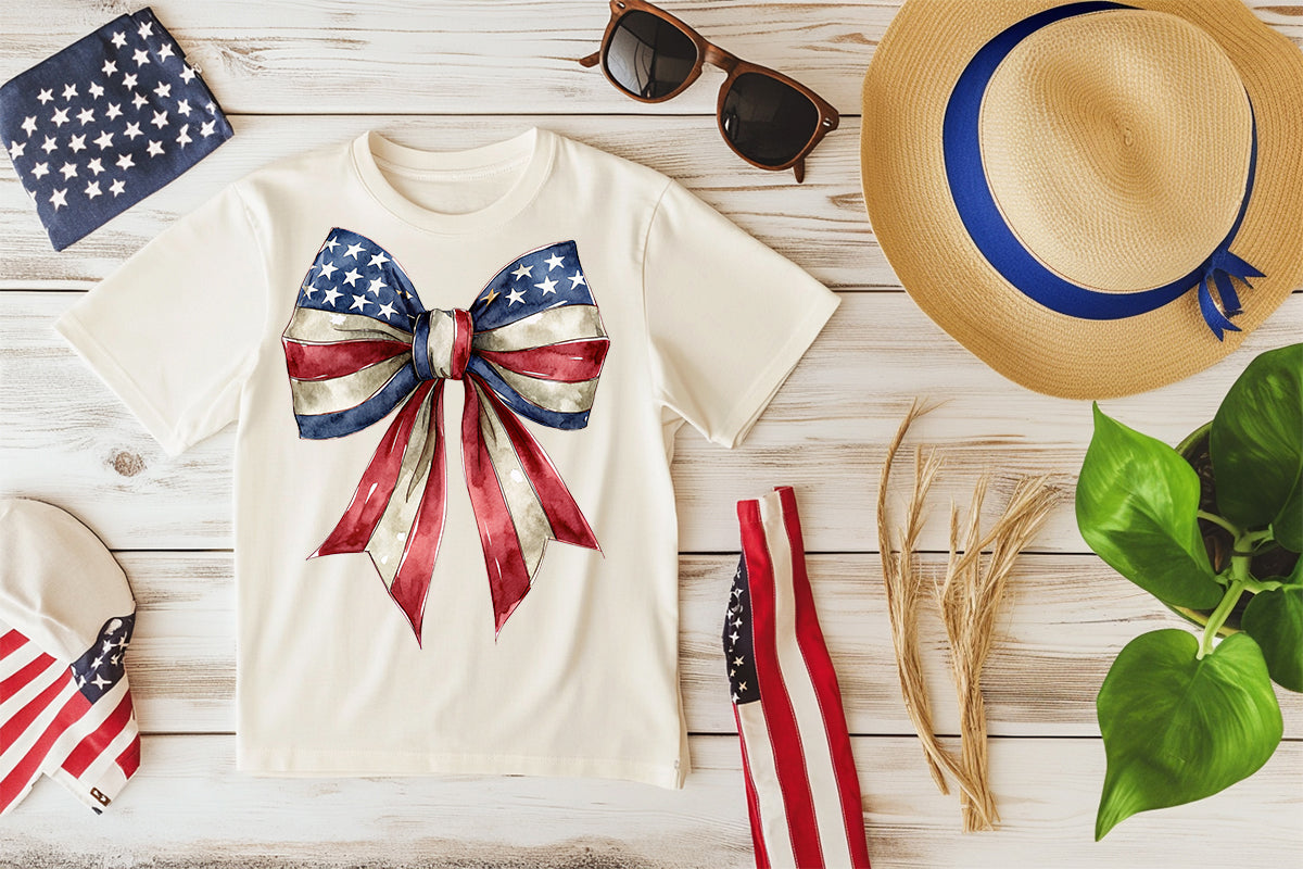 American Coquette Bow - Full Color - DTF Transfer - 2 to 5 business days