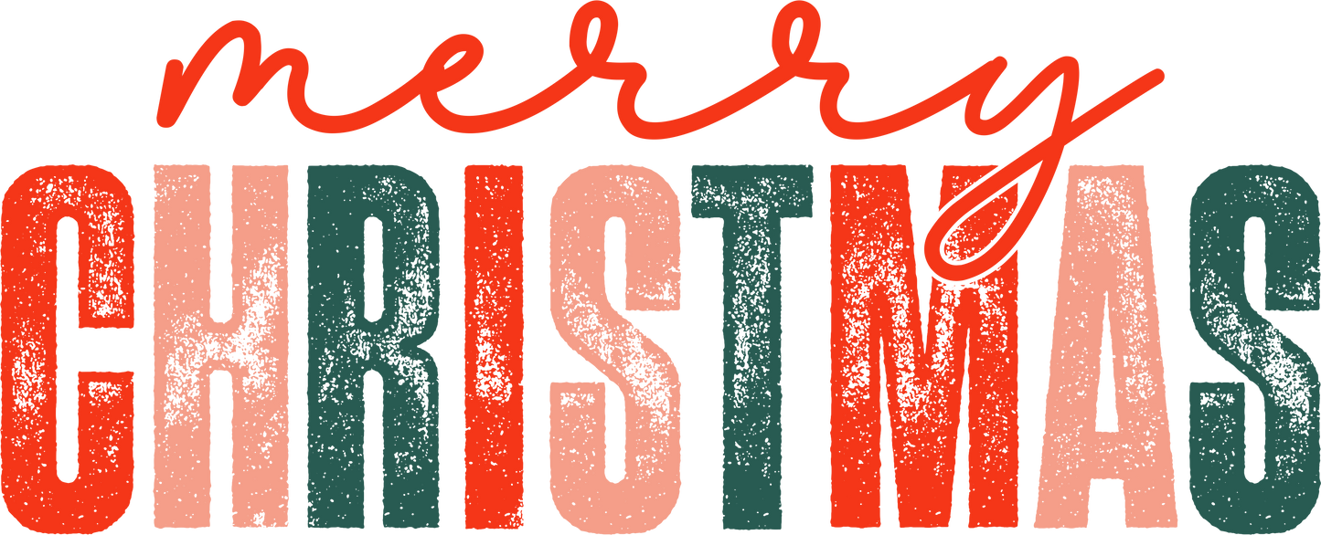 Merry Christmas Colorful Grunged DTF
