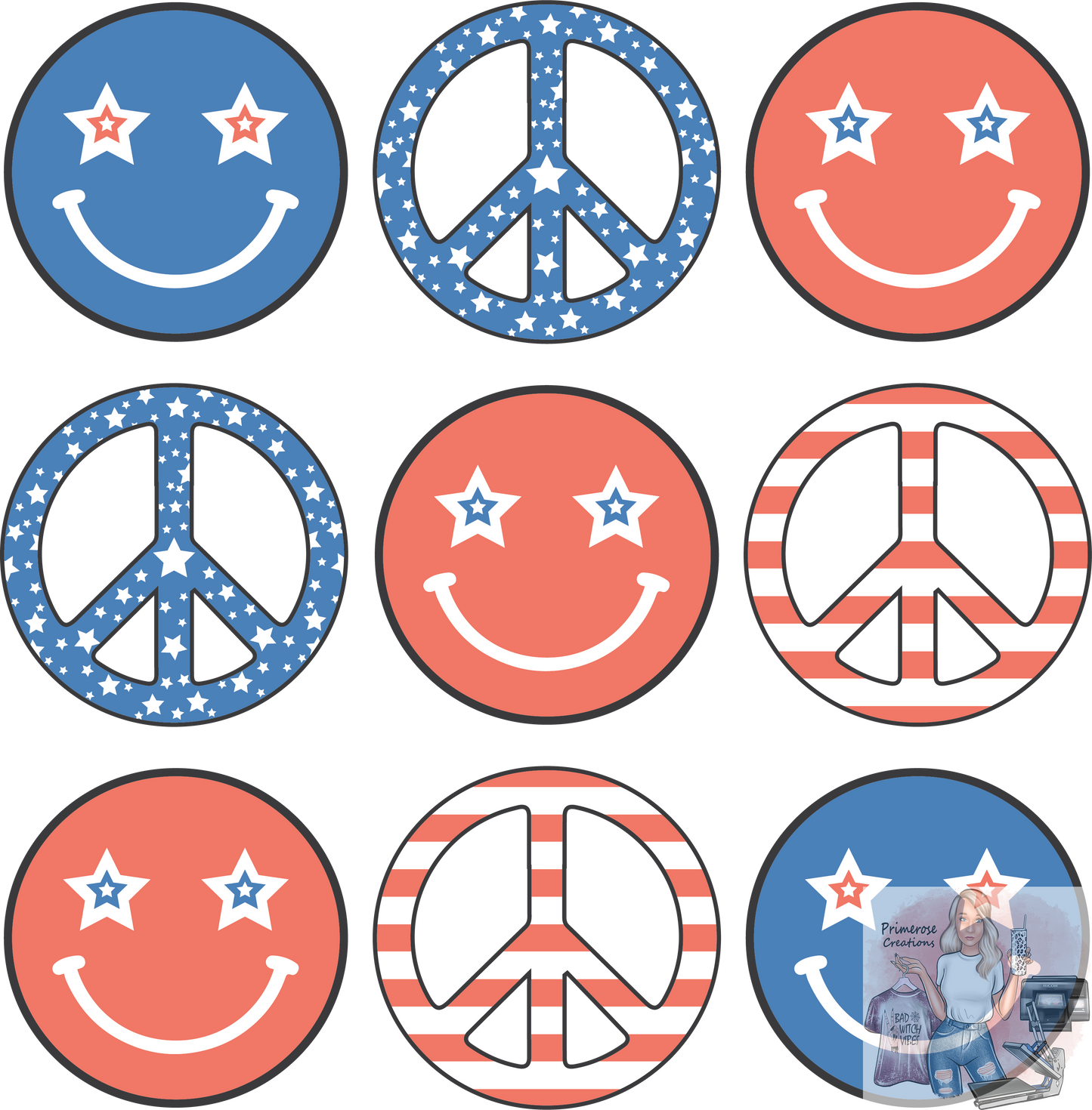 USA Peace and Smileys DTF