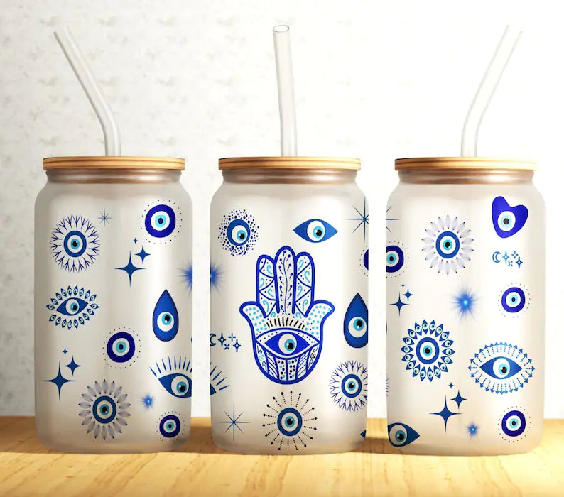 Blue Evil Eyes Libbey Wrap
