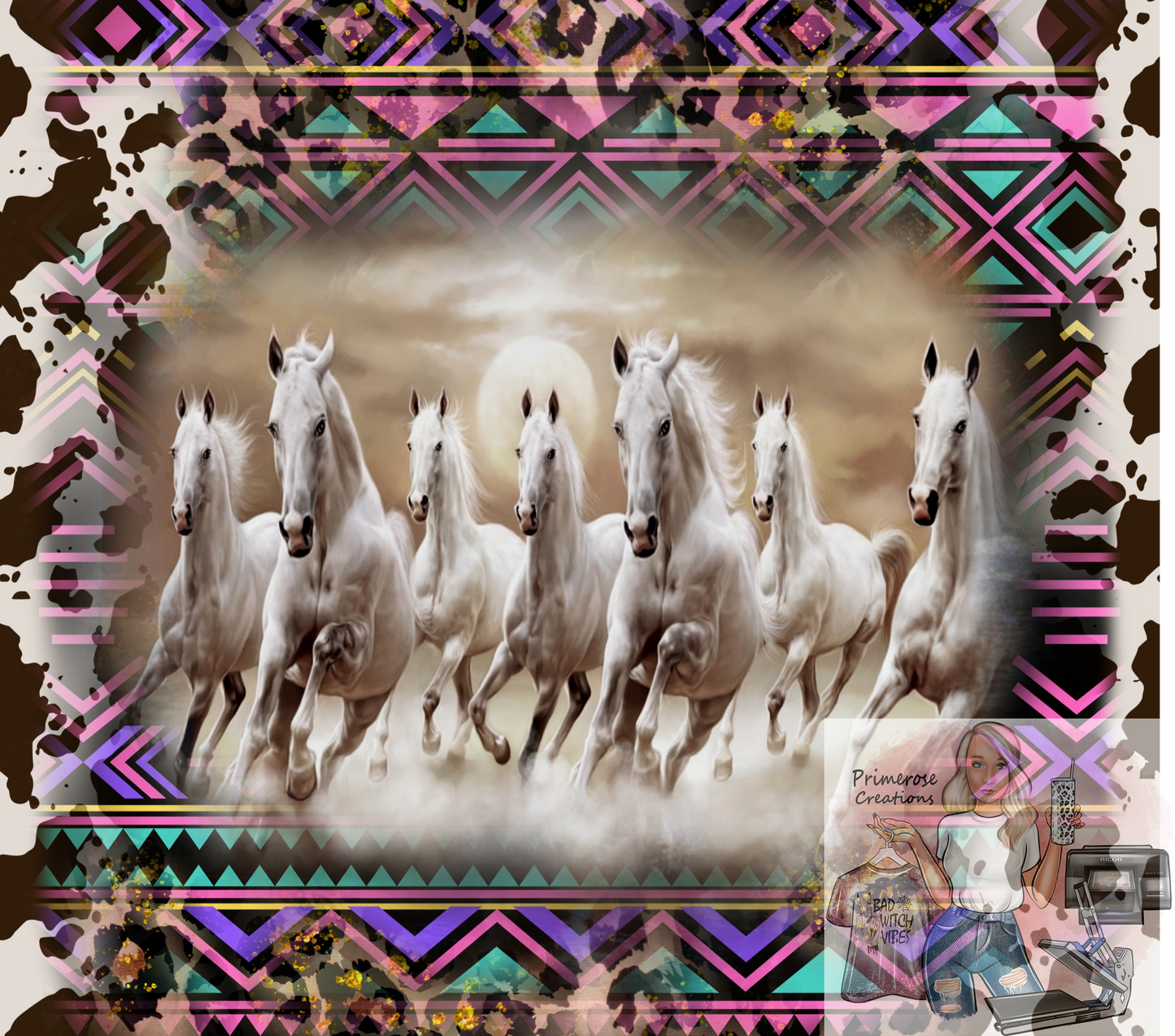 Cowhide Horses Tumbler Wrap