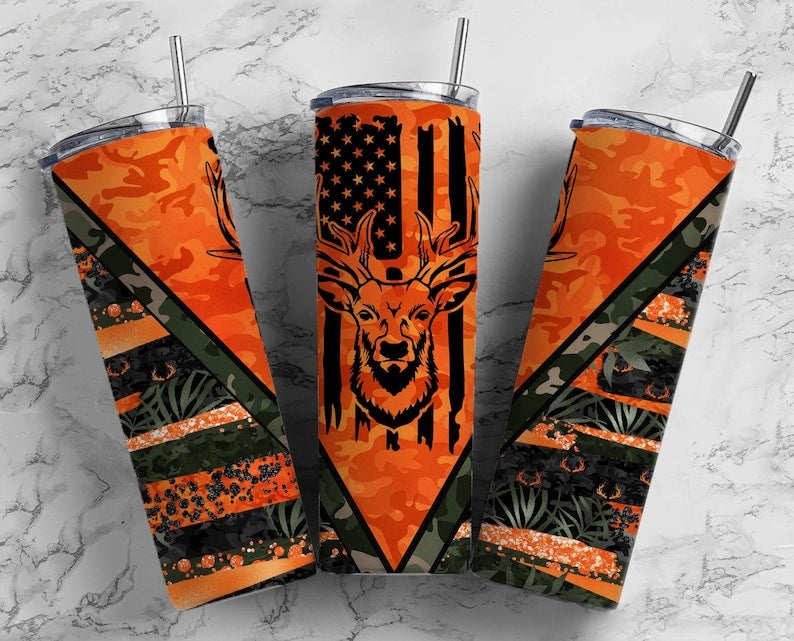 Deer Hunting Orange Stripes Tumbler Wrap