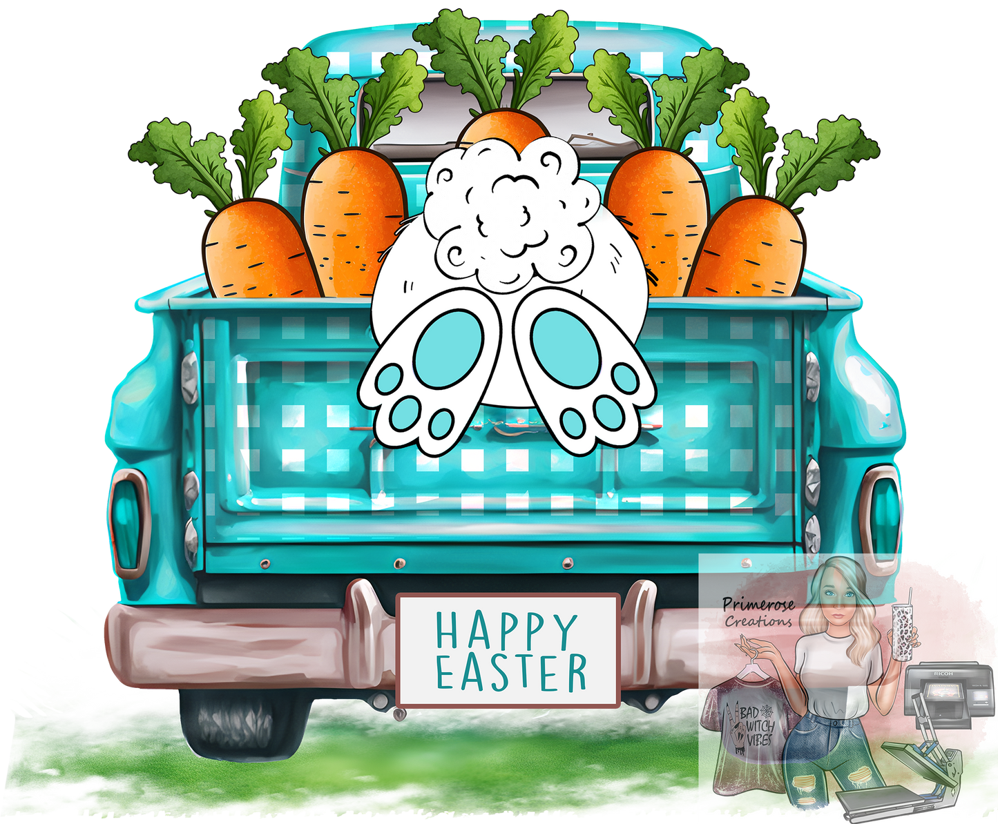 Happy Easter Blue and Plaid Truck DTF