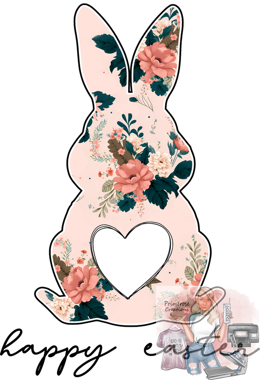 Happy Easter Floral Bunny DTF