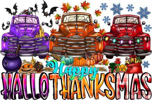 Happy Hallowthanksmas Trucks DTF