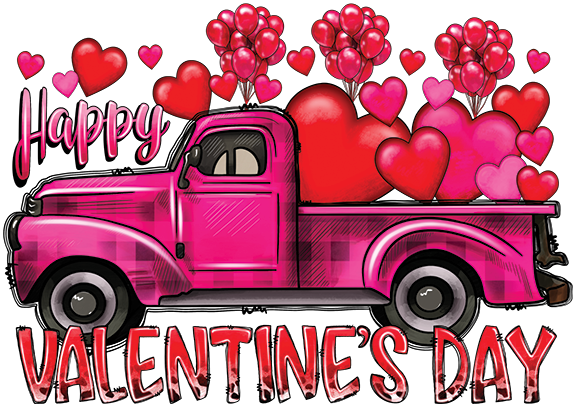 Happy Valentines Day Truck DTF