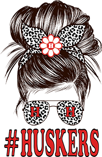 #Huskers Messy Bun DTF
