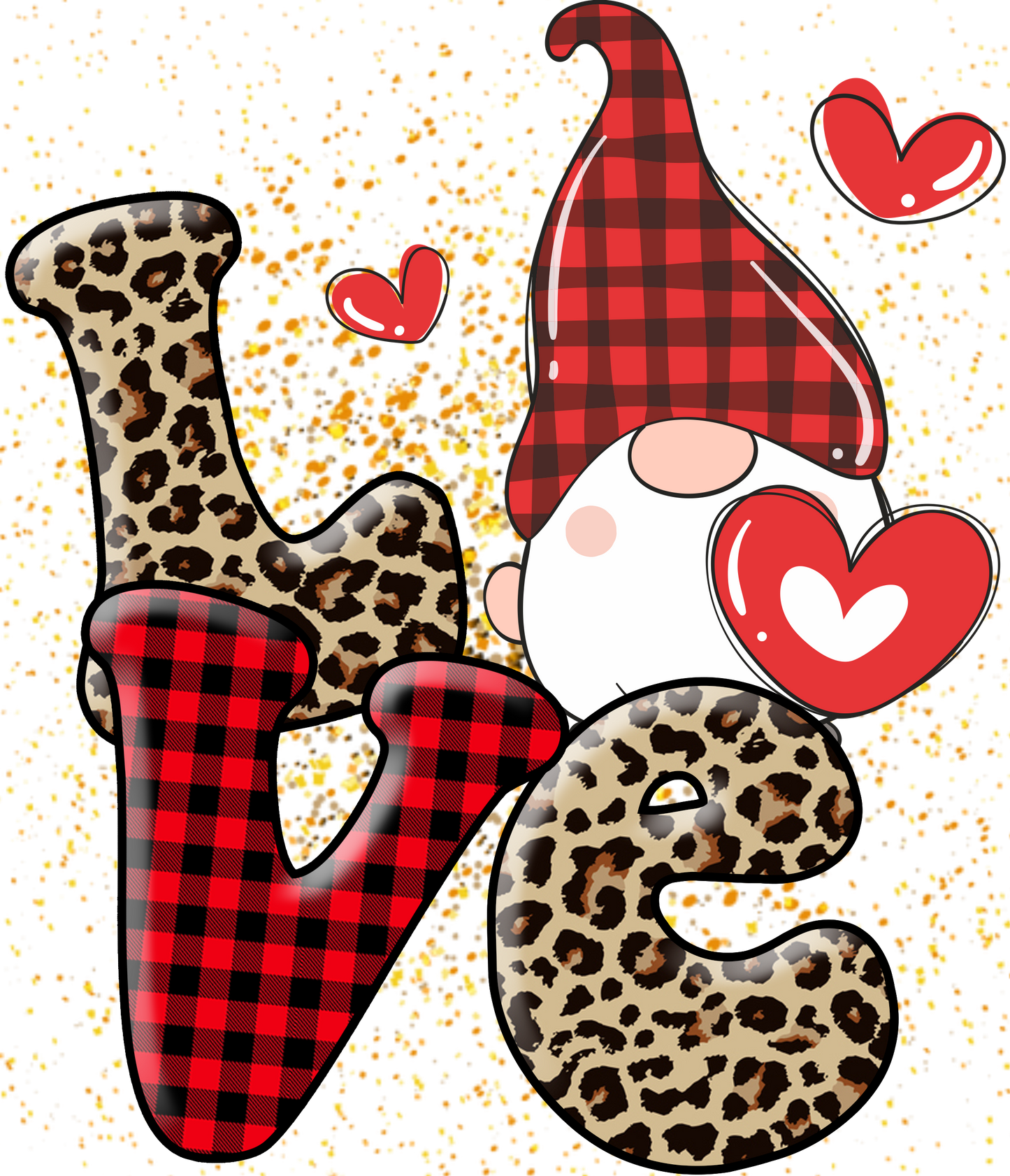 Love Plaid and Cheetah Gnome DTF