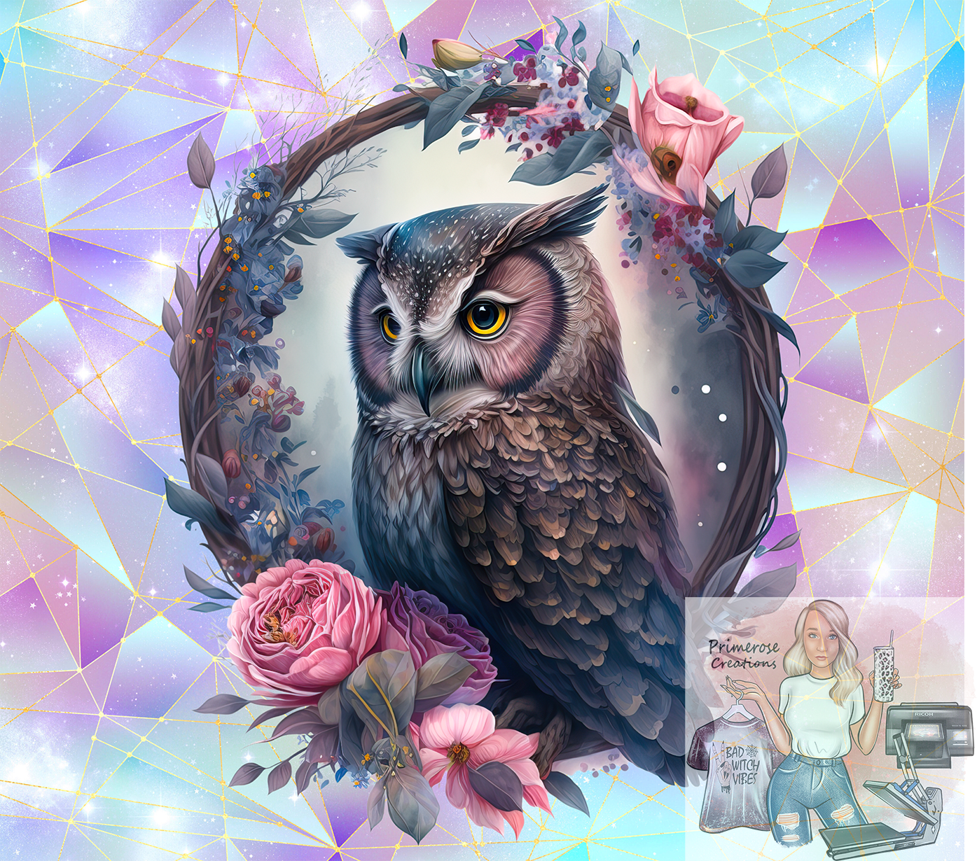 Mirror Owl Tumbler Wrap