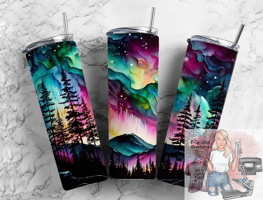 Northern Lights Alcohol Ink Tumbler Wrap
