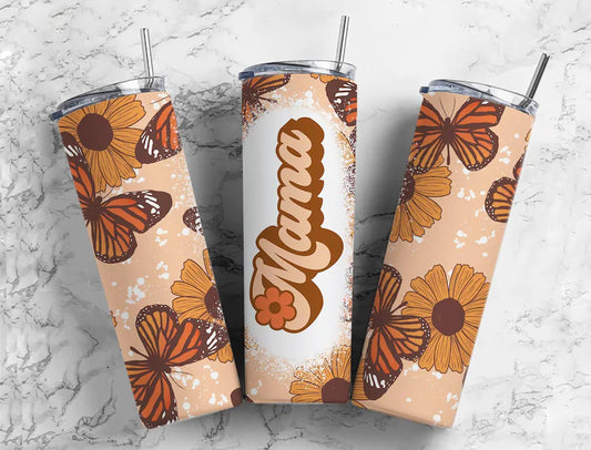 Retro Mama Butterflies Tumbler Wrap