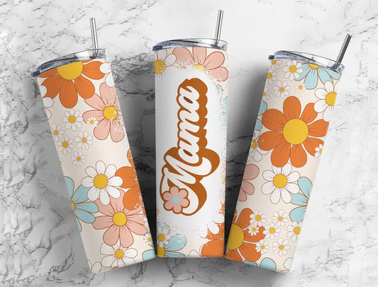 Retro Mama Flowers Tumbler Wrap
