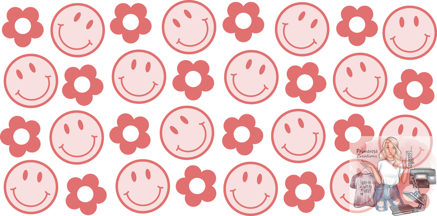 Smiley Face and Flowers Libbey Wrap