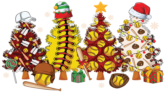 Softball Christmas Trees DTF