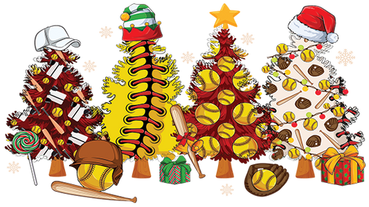 Softball Christmas Trees DTF