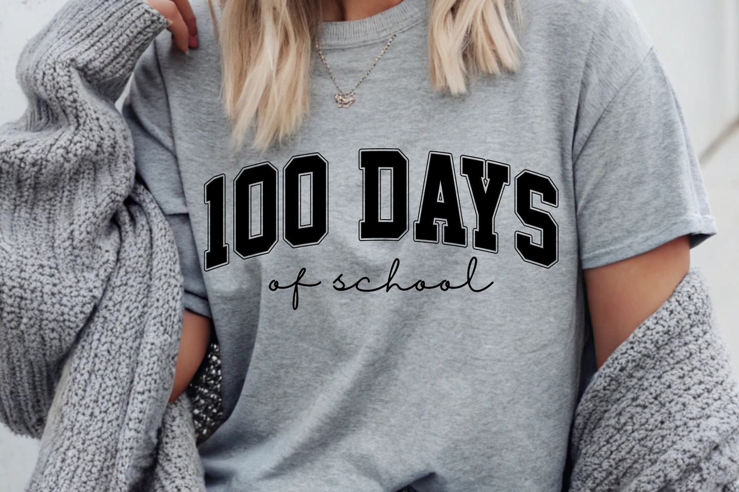 100 Days of School (Black) Full Color- DTF TRANSFER-2-5 Business Days