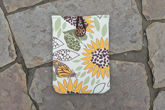 Sunflower Butterfly - Book & Kindle Sleeves - 6 in x 8 in - Handmade