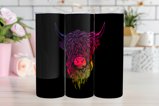 Highland Cow BLK - 20oz TUMBLER WRAP