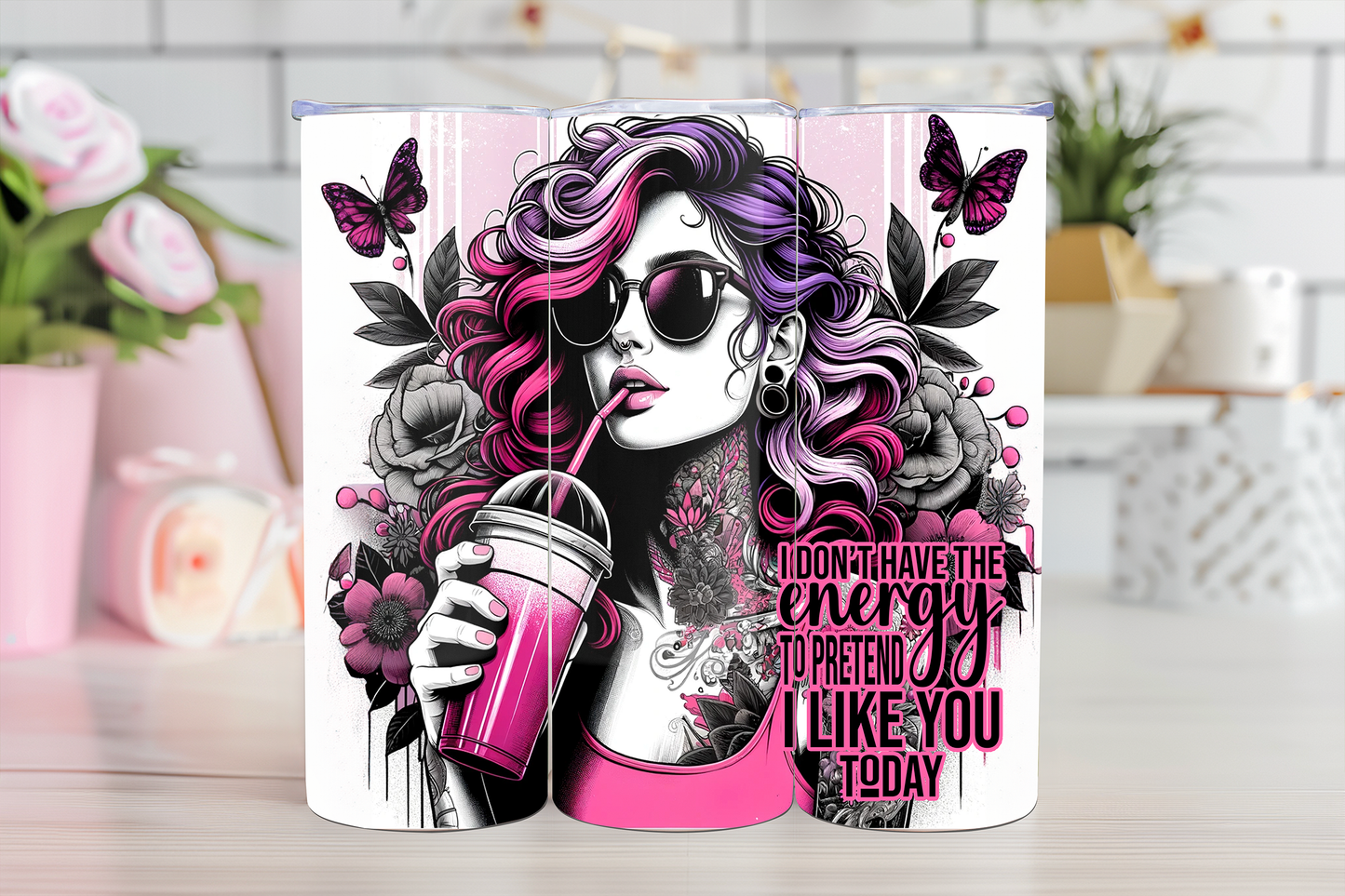 Pretending to like you-20oz TUMBLER WRAP