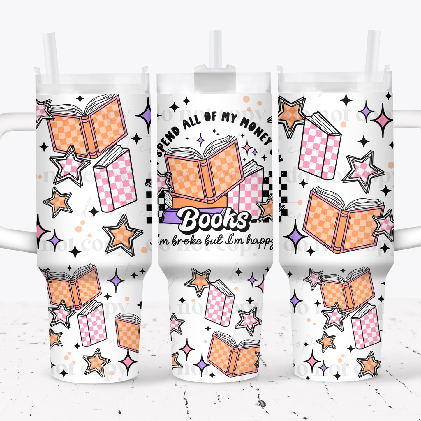 Checkered Book- 40oz Tumbler Wrap