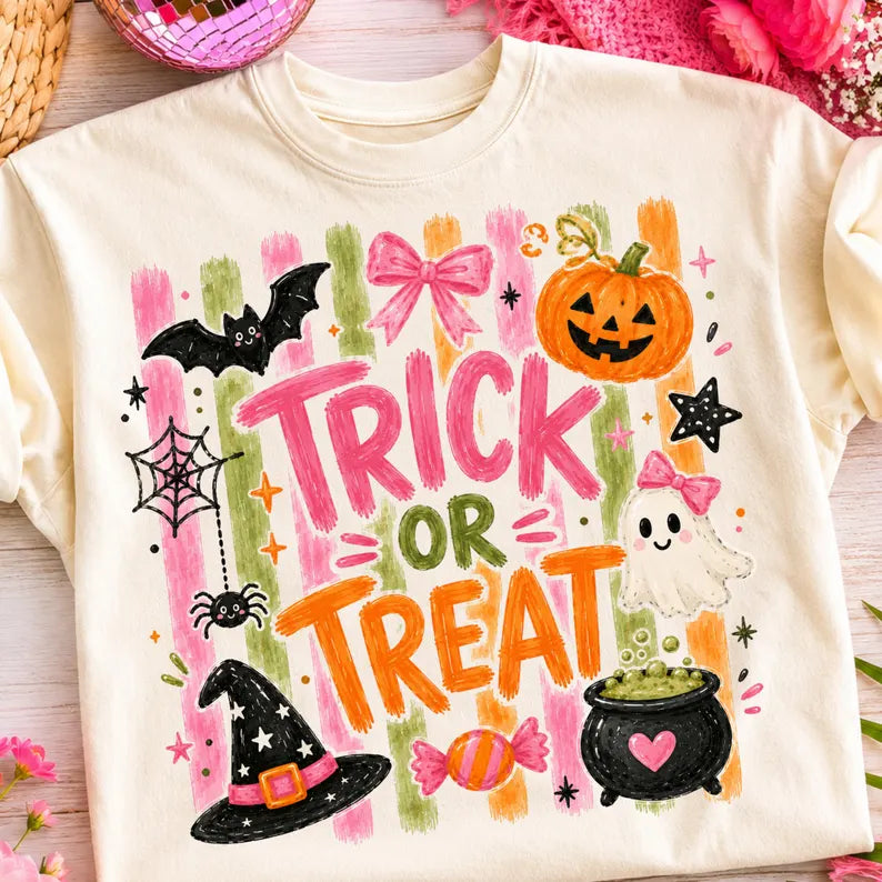 Preppy Trick or Treat - Full Color DTF Transfer - Thrifty Thursday