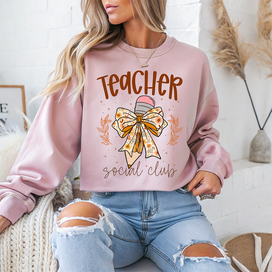 Preppy Fall Teacher Social - DTF TRANSFER - 2-5 Business Days