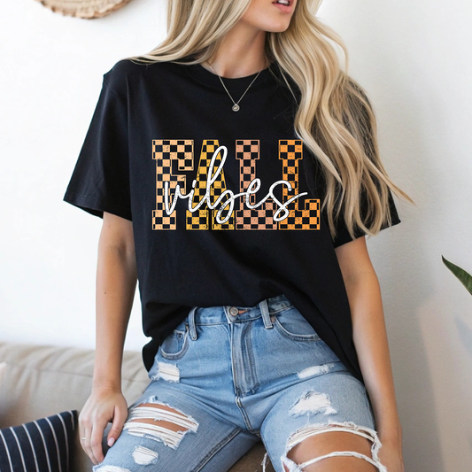 About Retro Checkered Fall Vibes-Full Color -DTF TRANSFER- WHOLESALE