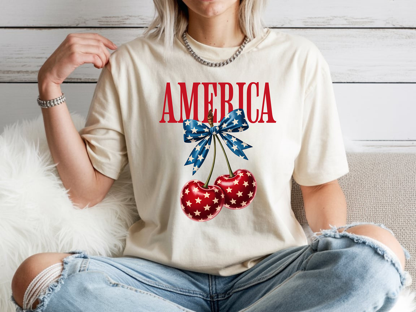 America Cherries - Full Color - DTF Transfer - 2-5 Business Days