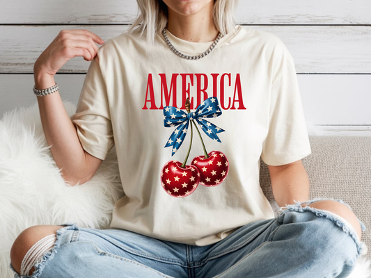 America Cherries - Full Color - DTF Transfer - 2-5 Business Days