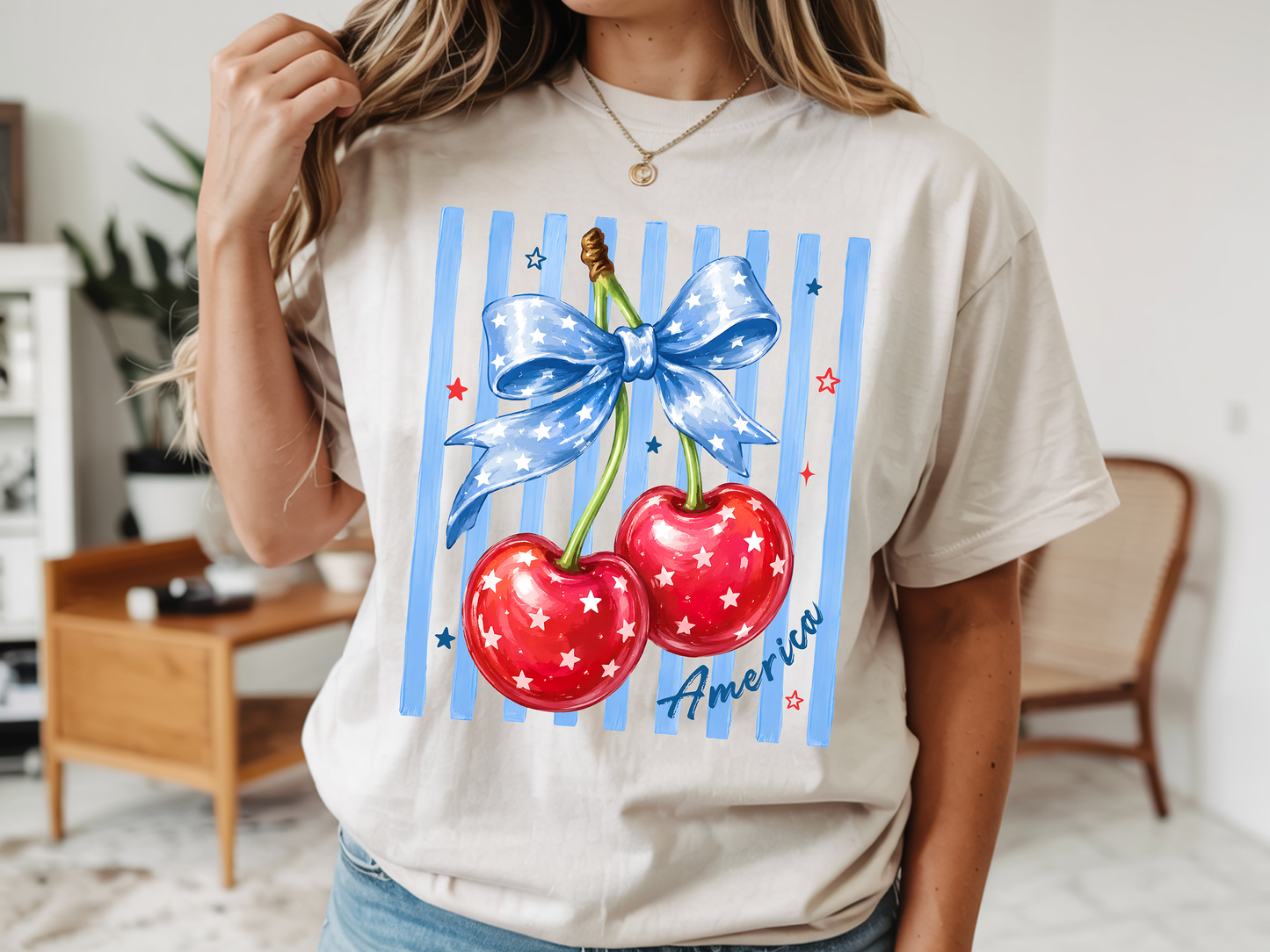 America Cherries - Full Color - DTF Transfer - 2-5 Business Days