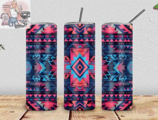 Aztec Western Pink and Blue Tumbler Wrap