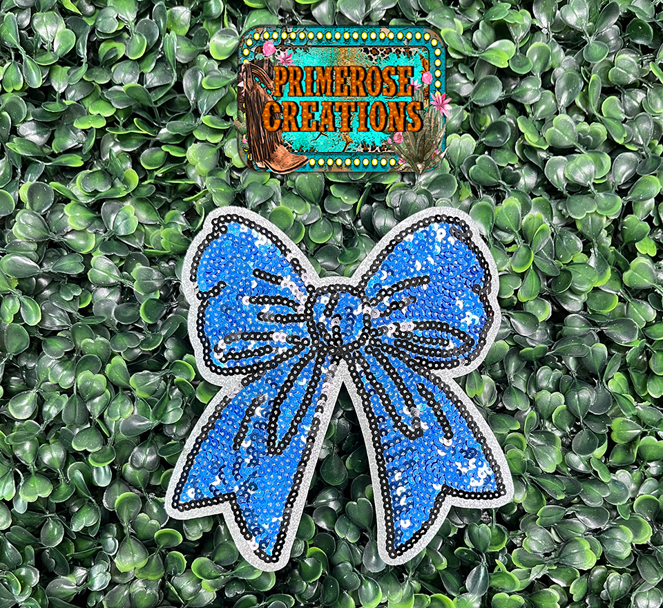 Blue Bow SET OF 2-Sequins 5"-(EXCLUSIVE)